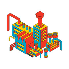 Plant industrial Isometric. Factory isolated pop art style. Vector illustration