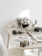 Romantic dinner in Christmas day.