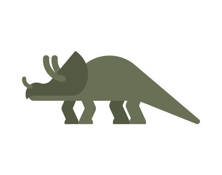Triceratops dinosaur isolated. Ancient animal. Dino prehistoric monster. Beast is Jurassic period. Vector illustration.
