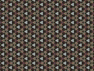 brown background with triangle red pattern with green leaves