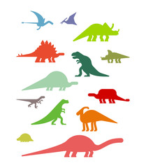 Dinosaur Set. Ancient animal.  Beast is Jurassic period. Vector illustration.
