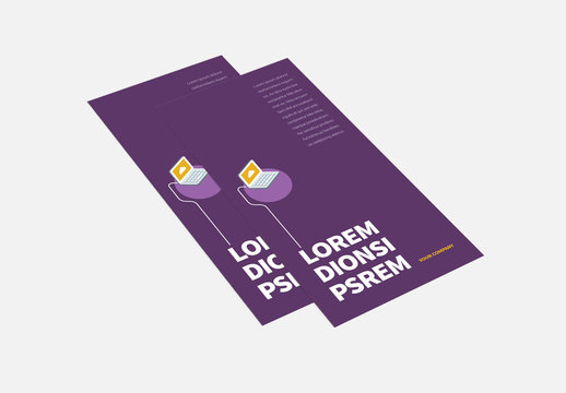 Trifold Brochure Layout with Orange and Purple Accents