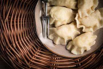 Fototapeta na wymiar Homemade dumplings with cheese.