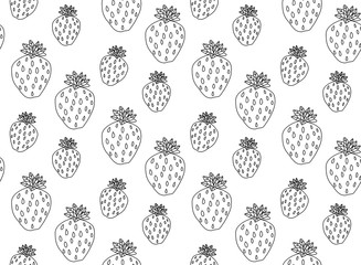 Strawberry seamless pattern. Fruit background. Vector illustration.