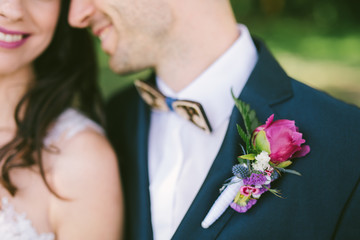 couple in love with nice colourfull flowers