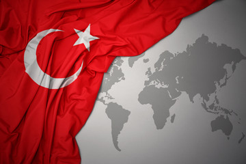 waving national flag of turkey.