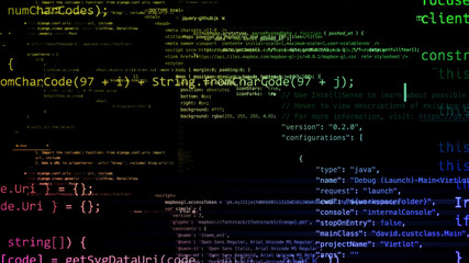 3D rendering of abstract blocks of code located in the virtual space