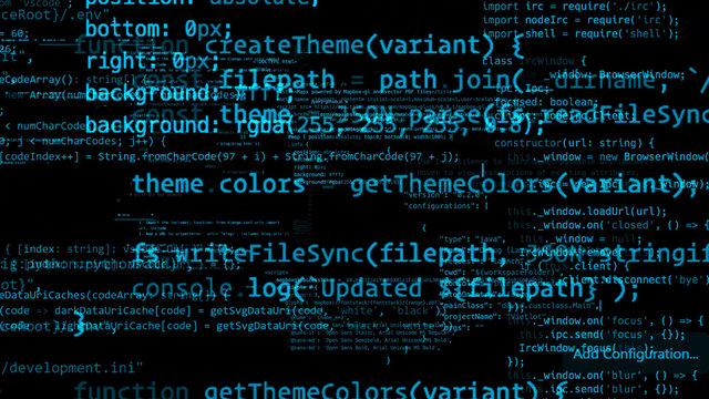3D rendering of abstract blocks of code located in the virtual space
