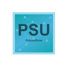 Vector symbol of Polysulfone (PSU) polymer on the background from connected macromolecules