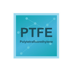 Vector symbol of Polytetrafluoroethylene or Teflon (PTFE) polymer on the background from connected macromolecules