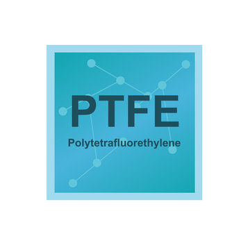 Vector symbol of Polytetrafluoroethylene or Teflon (PTFE) polymer on the background from connected macromolecules
