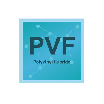 Vector symbol of Polyvinyl fluoride (PVF) polymer on the background from connected macromolecules