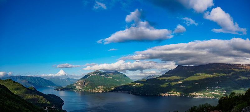 Clouds over the Lago di Como lake in the morning © erikzunec