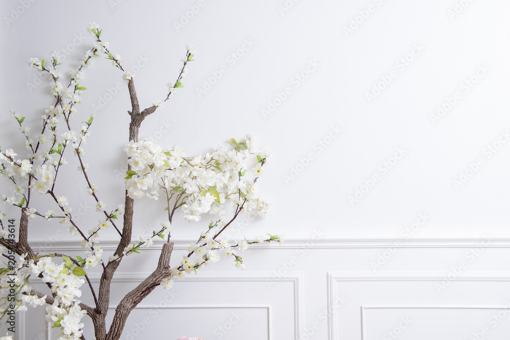 Canvas Prints elegant interior decoration with flowers on white wedding background - Canvas Prints