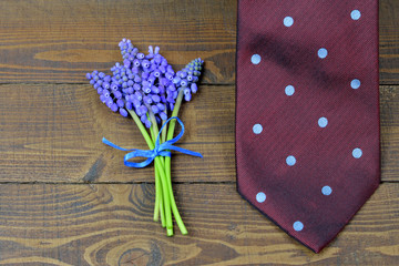 Fathers Day card. Fathers Day tie and flowers