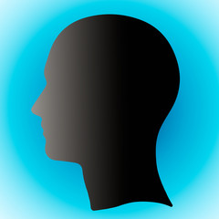 Illustration of head of head, silhouette of head with place for text placement