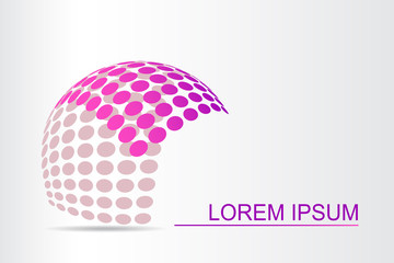  Abstract technology logo stylized spherical surface with abstract shapes.