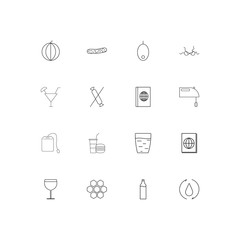 Food And Drink linear thin icons set. Outlined simple vector icons