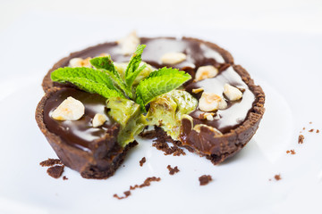 chocolate tart with pistachio and and hazelnut