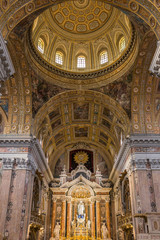 Fototapeta na wymiar Gesu Nuovo (Italian: New Jesus) church interior in Naples, Italy