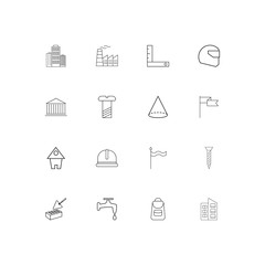 Buildings And Constructions linear thin icons set. Outlined simple vector icons