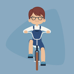 Little boy riding bike vector illustration
