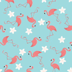 Flamingos exotic seamless pattern
