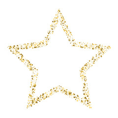 Golden star vector banner on white background. Gold glitter star. For banner, card, vip, exclusive, certificate, gift, luxury, privilege, voucher, store, present, shopping