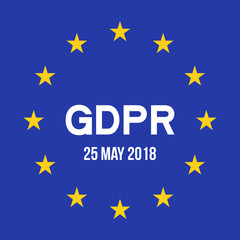General Data Protection Regulation(GDPR). data 25 may 2018. Security technology background. EU flag. 