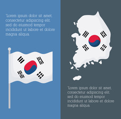 Infographic of south korea design with map and flag over gray and blue background, colorful design. vector illustration