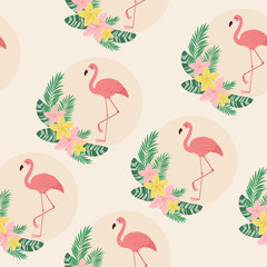 Flamingos exotic seamless pattern
