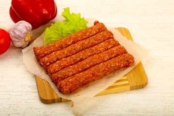 Raw beef sausages