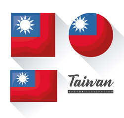 Obraz premium taiwan flags in different shapes over white background, colorful design. vector illustration