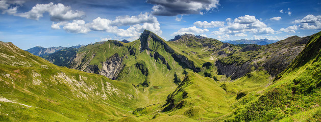 Bergpanorama Allgäuer Alpen - obrazy, fototapety, plakaty