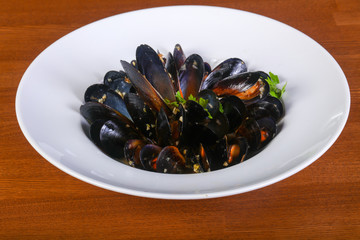 Tasty black mussels