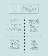 wedding and married invitation set cards vector illustration design