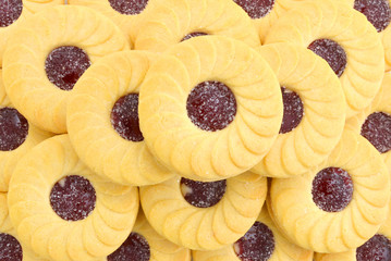 Closeup of Traditional Linzer Cookies on background