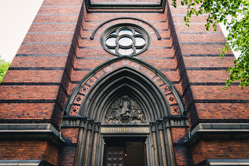 Obraz premium Saint Klara Church in central Stockholm. The foundation was laid down in the beginning second half of the 15th hundred but has had many additions and restorations since. 