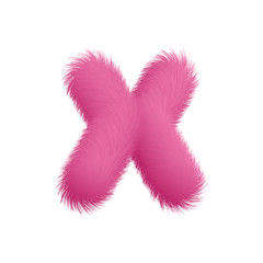 Fototapeta premium High Quality 3D Shaggy Letter X on White Background . Isolated Vector Element