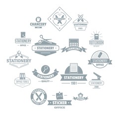 Stationery logo icons set. Simple illustration of 16 stationery logo vector icons for web