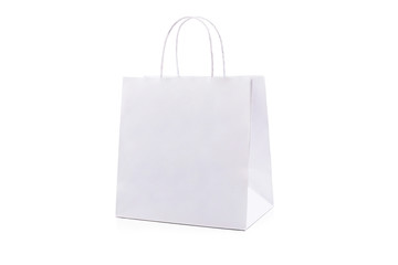 White paper bag  on white background.