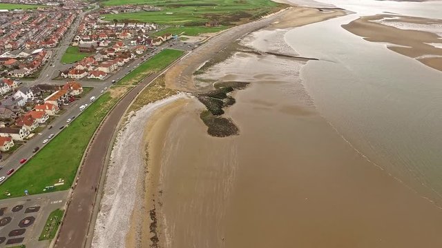 Flying over the beach of Llandudno, Wales - United Kingdom