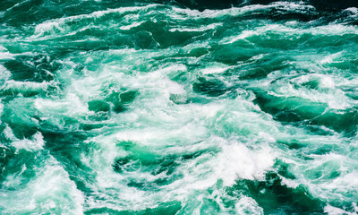 Abstract water currents and rapids in green river - obrazy, fototapety, plakaty