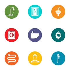 Tub icons set. Flat set of 9 tub vector icons for web isolated on white background