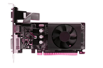 Computer video card on white background.