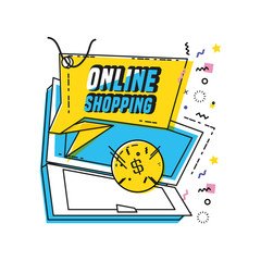shopping online commercial tag vector illustration design