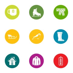 Fototapeta premium Winter fun icons set. Flat set of 9 winter fun vector icons for web isolated on white background