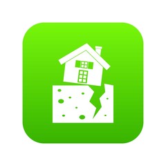 House after an earthquake icon digital green for any design isolated on white vector illustration