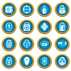 Lock door types icons set. Simple illustration of 16 lock door types vector icons for web