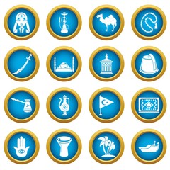 Turkey travel icons set. Simple illustration of 16 Turkey travel vector icons for web